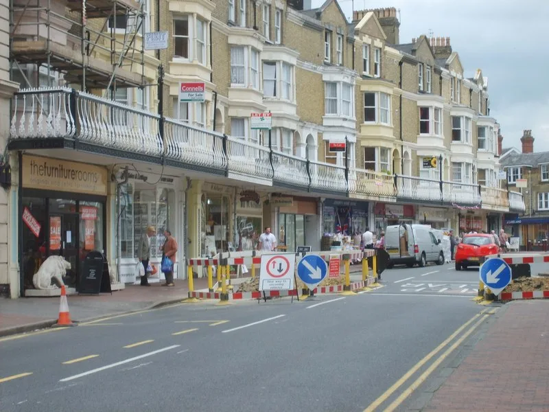 Shops in Royal Tunbridge Wells. This is a general view of the town: none of the businesses visible in it is named in this article