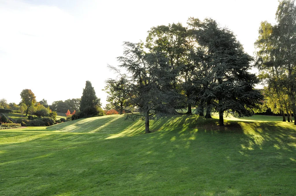 Lawns and mature trees in Calverley Grounds, Royal Tunbridge Wells