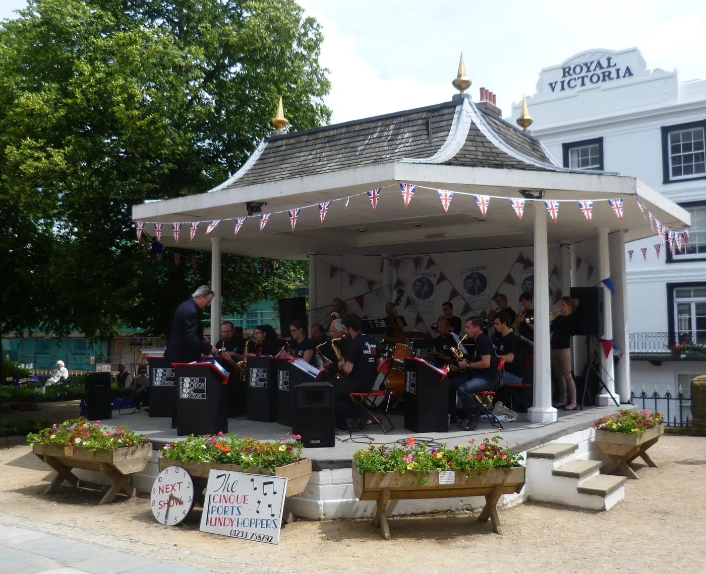 A band playing on the bandstand on The Pantiles, photographed in a previous summer